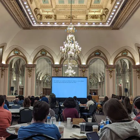 Brianni Lei's keynote talk in the Pitt Union ballroom